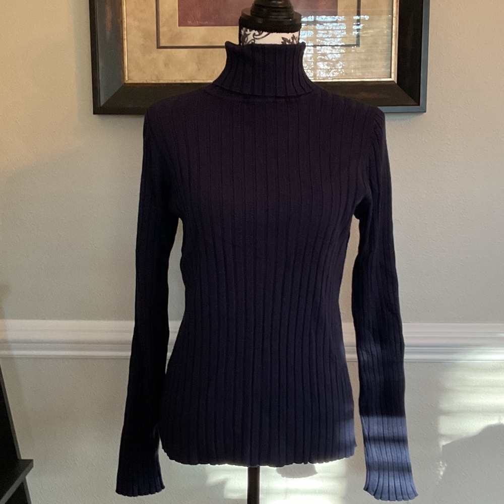George Women's Cowl Turtleneck Sweater - Dark Blue